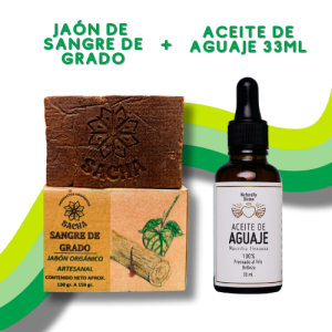 combo de jabón de sangre de grado con aceite de Aguaje